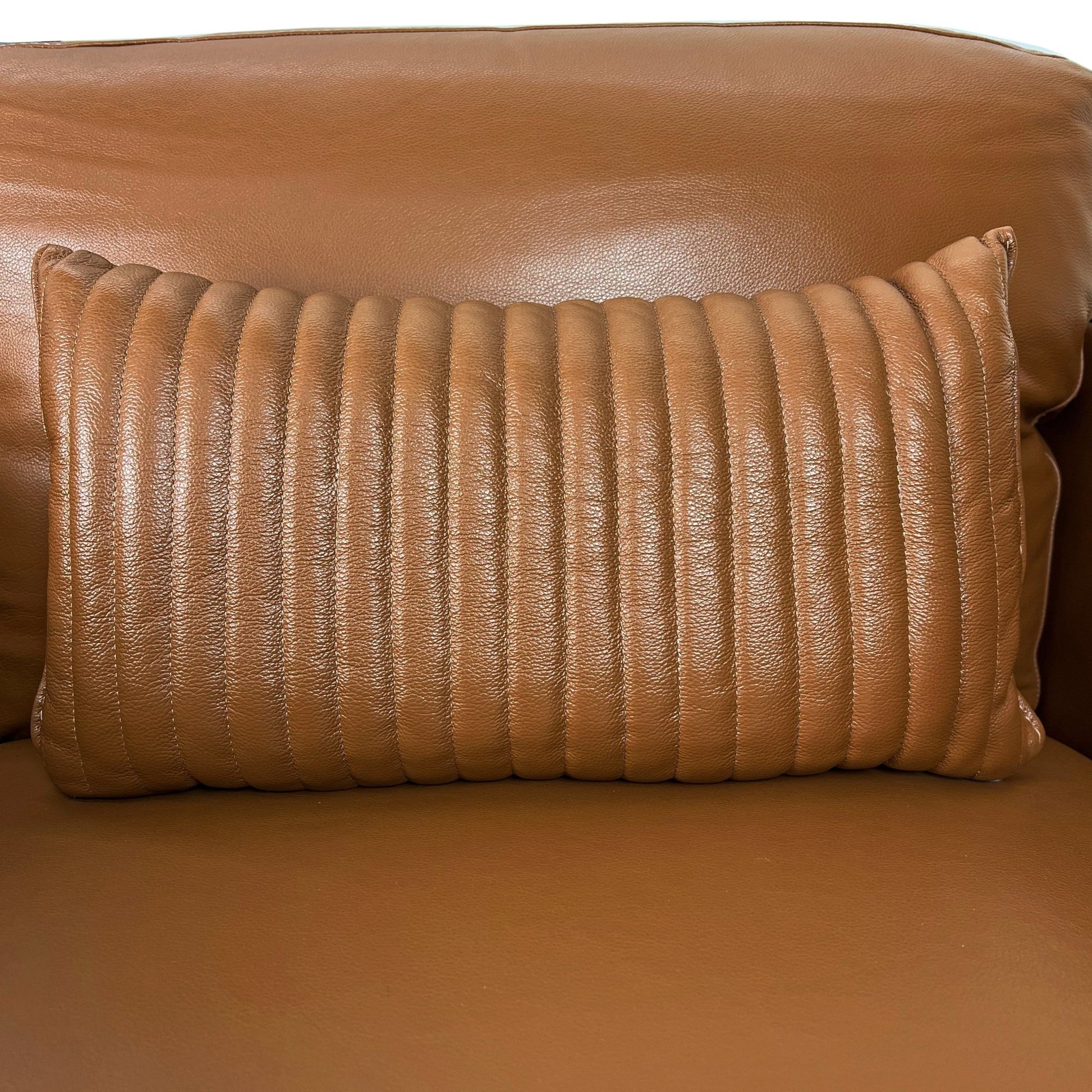 Tussio Saddle Tan Leather Chair W/Pillow - 1st Choice Furniture Direct