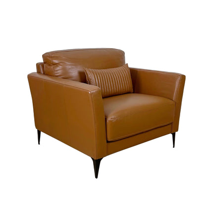 Tussio Saddle Tan Leather Chair W/Pillow - 1st Choice Furniture Direct