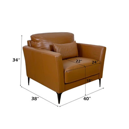 Tussio Saddle Tan Leather Chair W/Pillow - 1st Choice Furniture Direct
