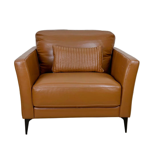 Tussio Saddle Tan Leather Chair W/Pillow - 1st Choice Furniture Direct