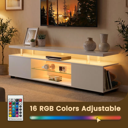 TV Stand for 70 Inch TV LED Gaming Entertainment Center Media Storage Console Table with Large Side Cabinet for Living Room White - 1st Choice Furniture Direct