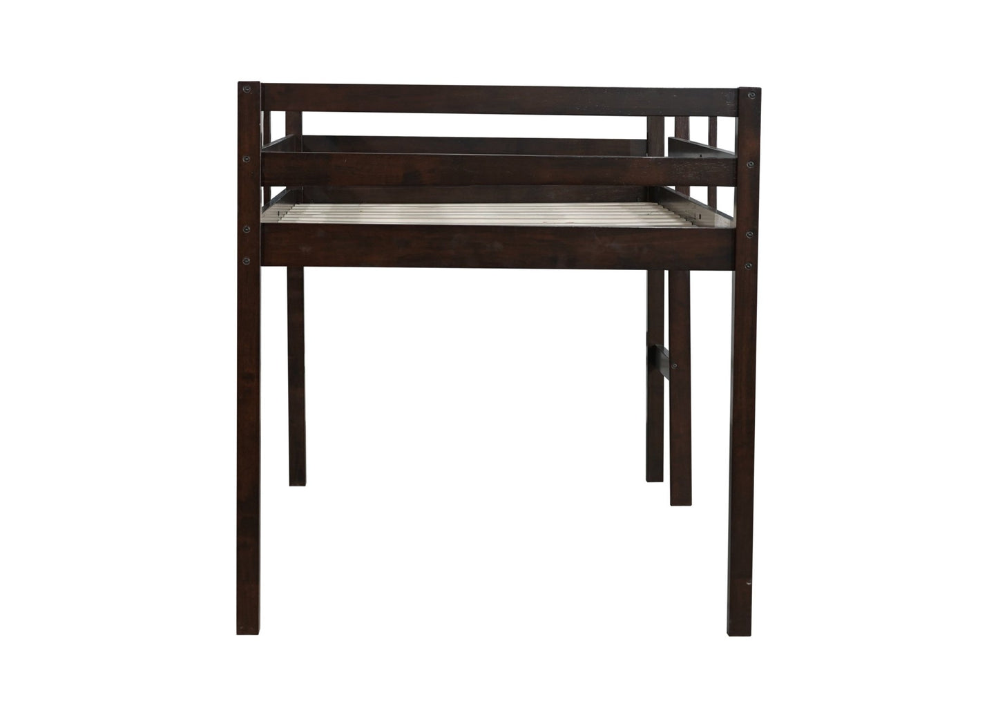 Twin Loft Bed with Ladder – Espresso Rubber Wood Low Loft Bed for Kids - 1st Choice Furniture Direct