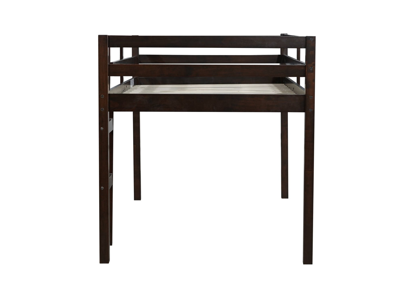 Twin Loft Bed with Ladder – Espresso Rubber Wood Low Loft Bed for Kids - 1st Choice Furniture Direct