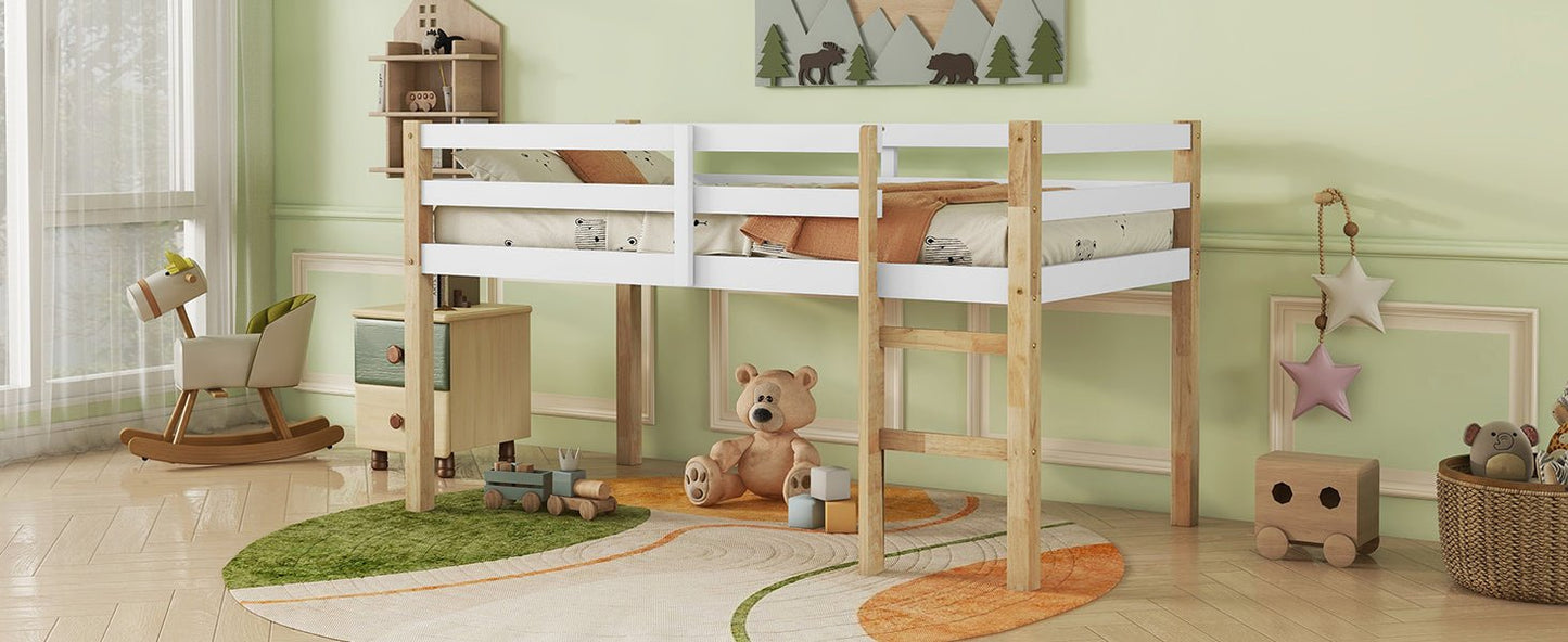 Twin Low Loft Bed with Storage Space and Safety Guardrails - 1st Choice Furniture Direct