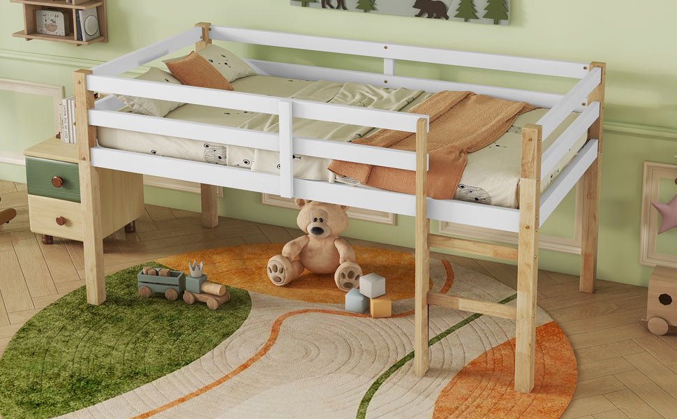 Twin Low Loft Bed with Storage Space and Safety Guardrails - 1st Choice Furniture Direct