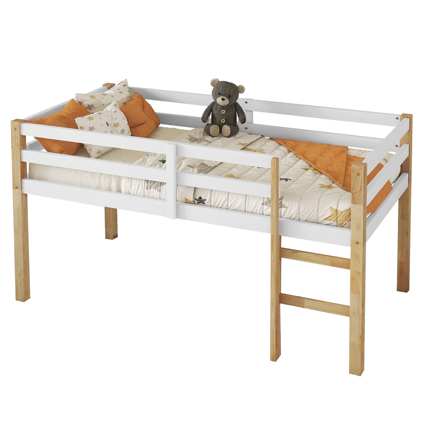 Twin Low Loft Bed with Storage Space and Safety Guardrails - 1st Choice Furniture Direct