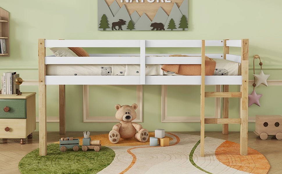 Twin Low Loft Bed with Storage Space and Safety Guardrails - 1st Choice Furniture Direct