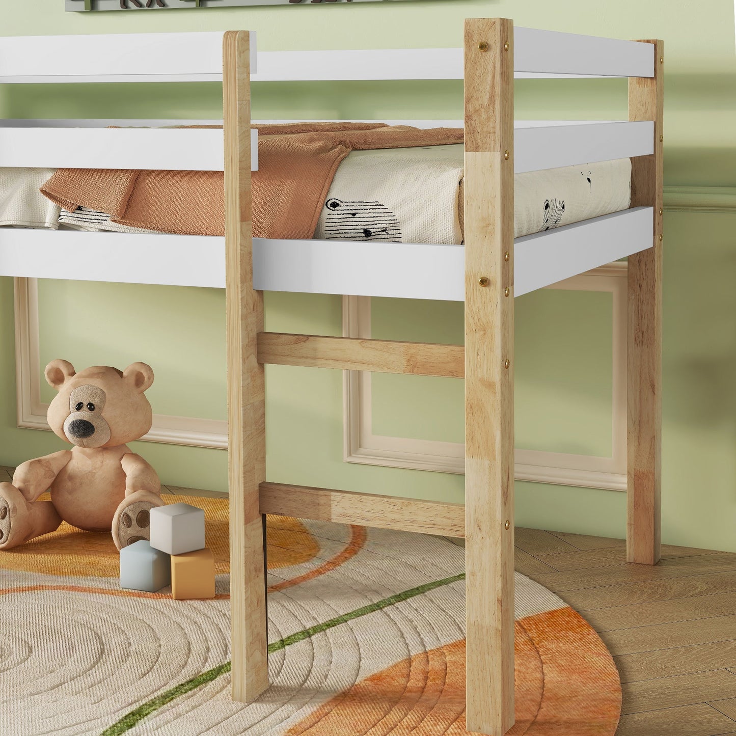 Twin Low Loft Bed with Storage Space and Safety Guardrails - 1st Choice Furniture Direct