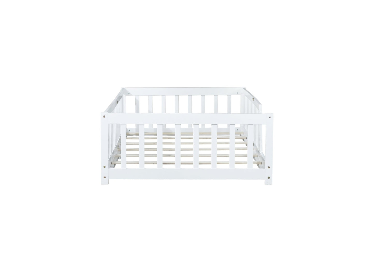 Twin Montessori Floor Bed with Fence | White Kids Platform Bed - 1st Choice Furniture Direct