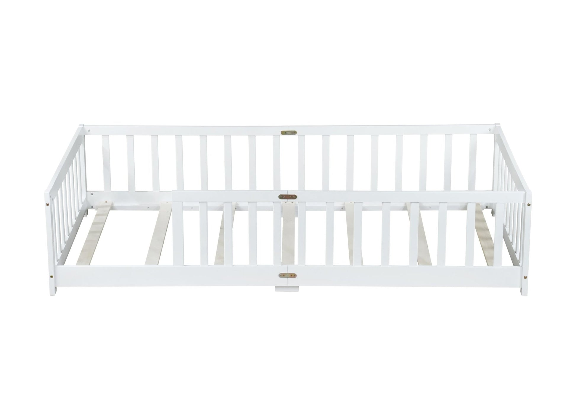 Twin Montessori Floor Bed with Fence | White Kids Platform Bed - 1st Choice Furniture Direct