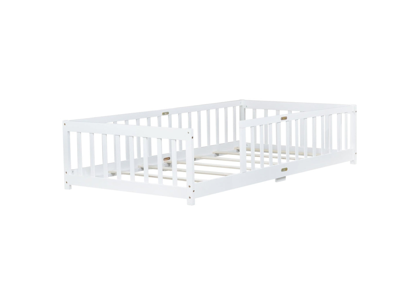 Twin Montessori Floor Bed with Fence | White Kids Platform Bed - 1st Choice Furniture Direct