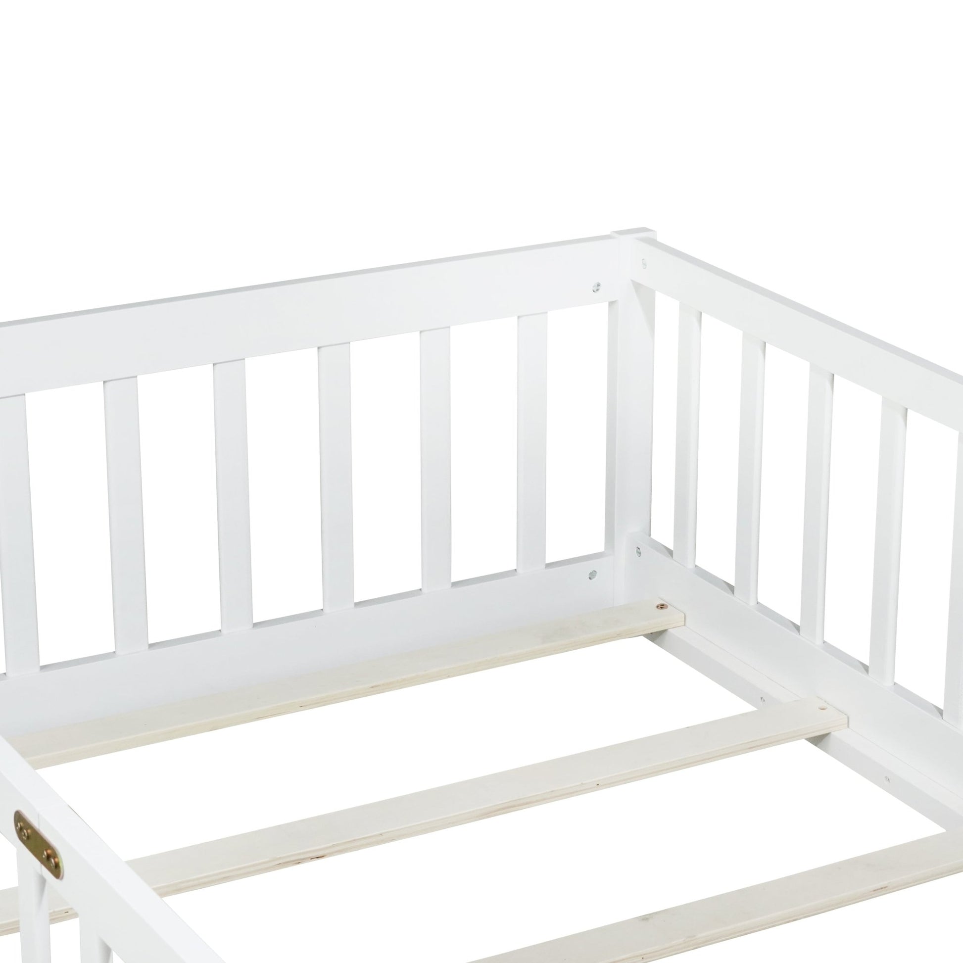 Twin Montessori Floor Bed with Fence | White Kids Platform Bed - 1st Choice Furniture Direct