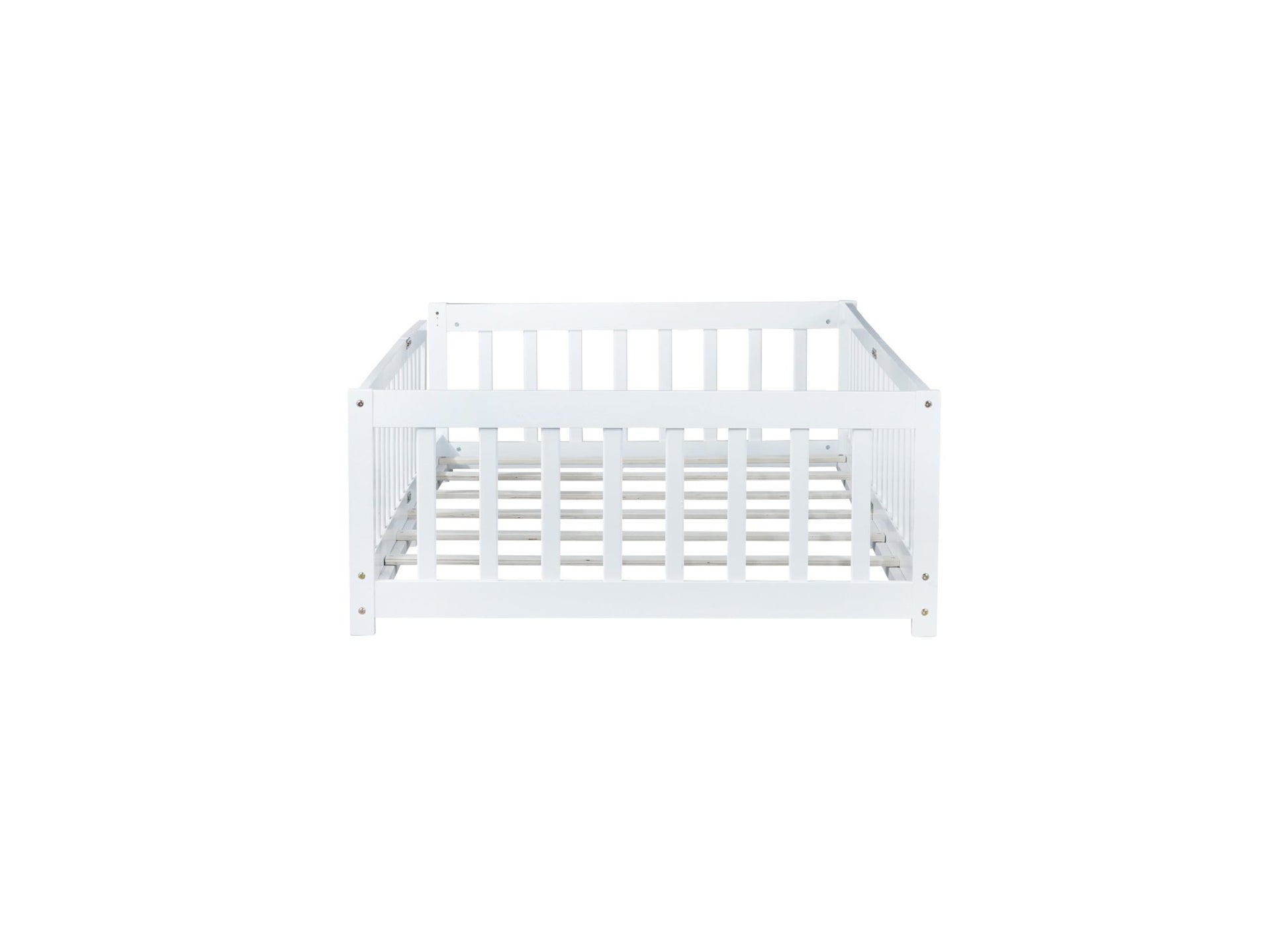 Twin Montessori Floor Bed with Fence | White Kids Platform Bed - 1st Choice Furniture Direct