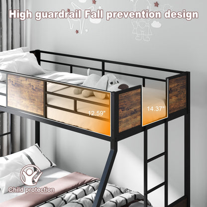 Twin Over Full Bunk Beds, Metal Bunk Bed Frame with Safety Guardrail and 2 Ladder for Kids,Sturdy Metal Frame and Protective Board Supports, No Box Spring Needed, Easy Assembly - 1st Choice Furniture Direct