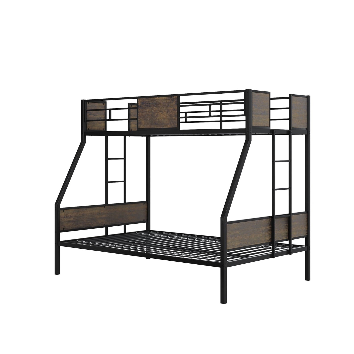 Twin Over Full Bunk Beds, Metal Bunk Bed Frame with Safety Guardrail and 2 Ladder for Kids,Sturdy Metal Frame and Protective Board Supports, No Box Spring Needed, Easy Assembly - 1st Choice Furniture Direct