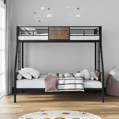 Twin Over Full Bunk Beds, Metal Bunk Bed Frame with Safety Guardrail and 2 Ladder for Kids,Sturdy Metal Frame and Protective Board Supports, No Box Spring Needed, Easy Assembly - 1st Choice Furniture Direct