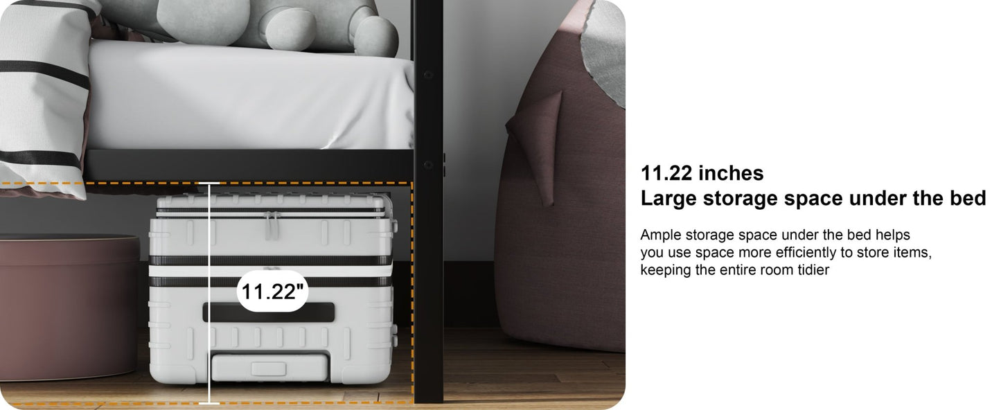 Twin Over Full Bunk Beds, Metal Bunk Bed Frame with Safety Guardrail and 2 Ladder for Kids,Sturdy Metal Frame and Protective Board Supports, No Box Spring Needed, Easy Assembly - 1st Choice Furniture Direct