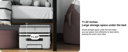 Twin Over Full Bunk Beds, Metal Bunk Bed Frame with Safety Guardrail and 2 Ladder for Kids,Sturdy Metal Frame and Protective Board Supports, No Box Spring Needed, Easy Assembly - 1st Choice Furniture Direct