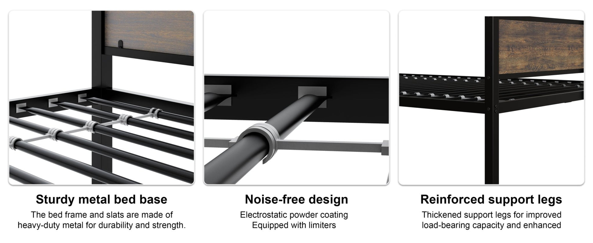 Twin Over Full Bunk Beds, Metal Bunk Bed Frame with Safety Guardrail and 2 Ladder for Kids,Sturdy Metal Frame and Protective Board Supports, No Box Spring Needed, Easy Assembly - 1st Choice Furniture Direct