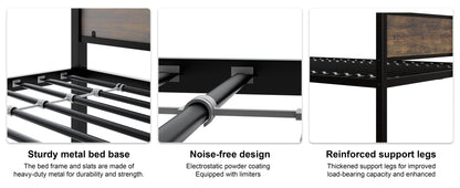 Twin Over Full Bunk Beds, Metal Bunk Bed Frame with Safety Guardrail and 2 Ladder for Kids,Sturdy Metal Frame and Protective Board Supports, No Box Spring Needed, Easy Assembly - 1st Choice Furniture Direct