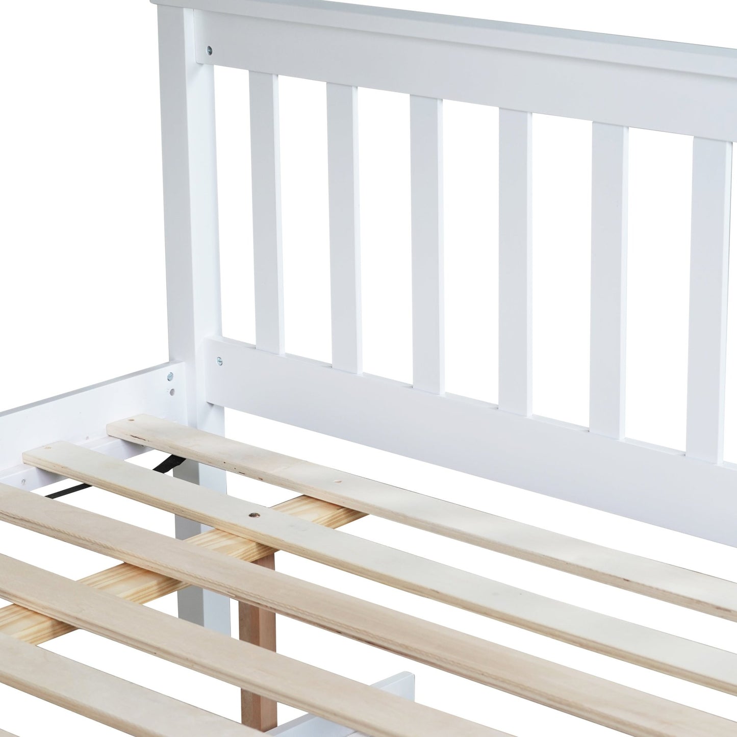 Twin Over Full Rubber Wood Bunk Bed with Trundle, Convertible Ladder and Guardrail, Detachable, Convertible Bed, with Twin Size Trundle ,White - 1st Choice Furniture Direct