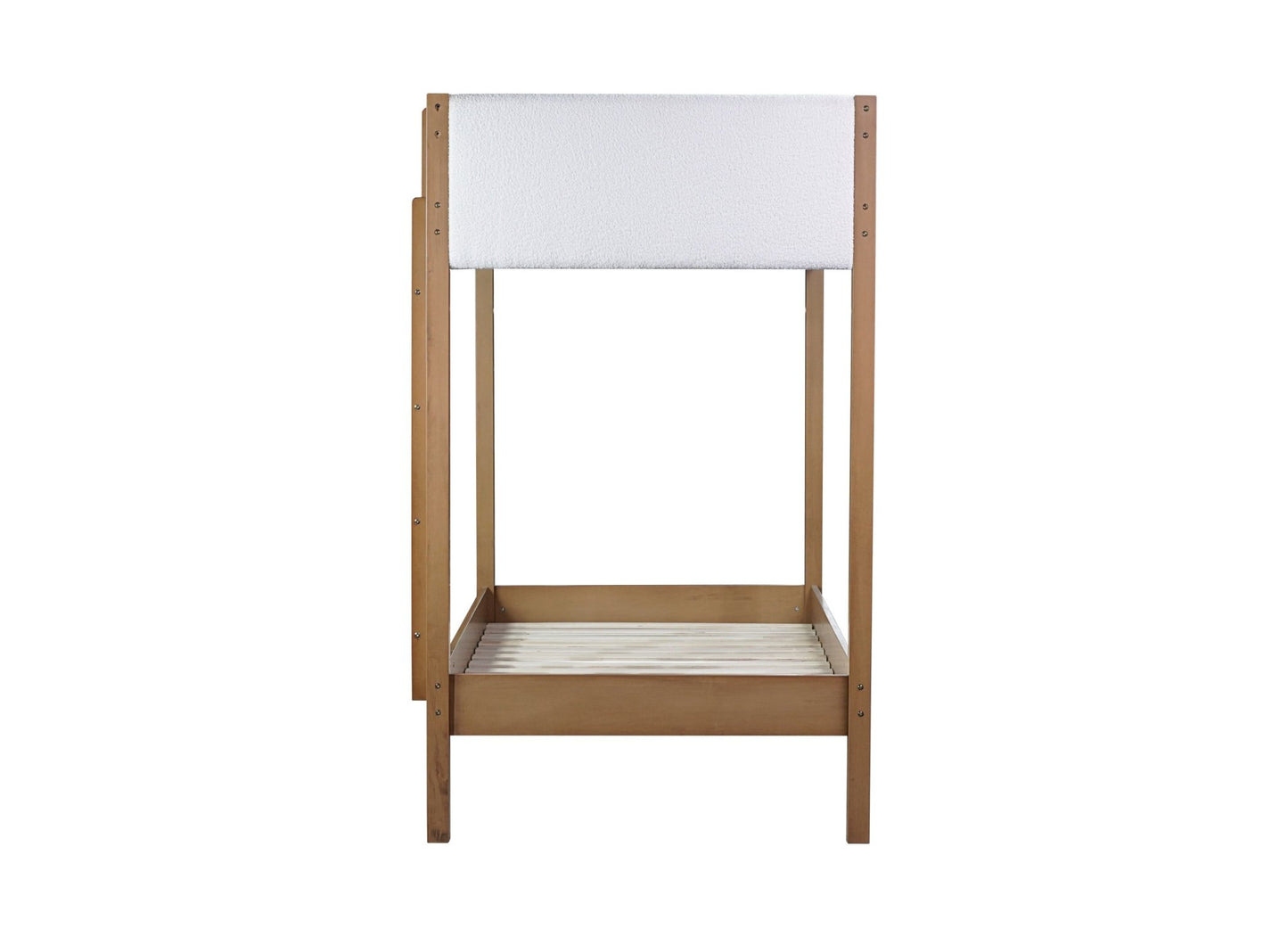 Twin Over Twin Bunk Bed with Boucle Upholstered Headboard and Footboard,Ladder, Safety Guardrails,Rubber Wooden Bunk Bed,Natural - 1st Choice Furniture Direct