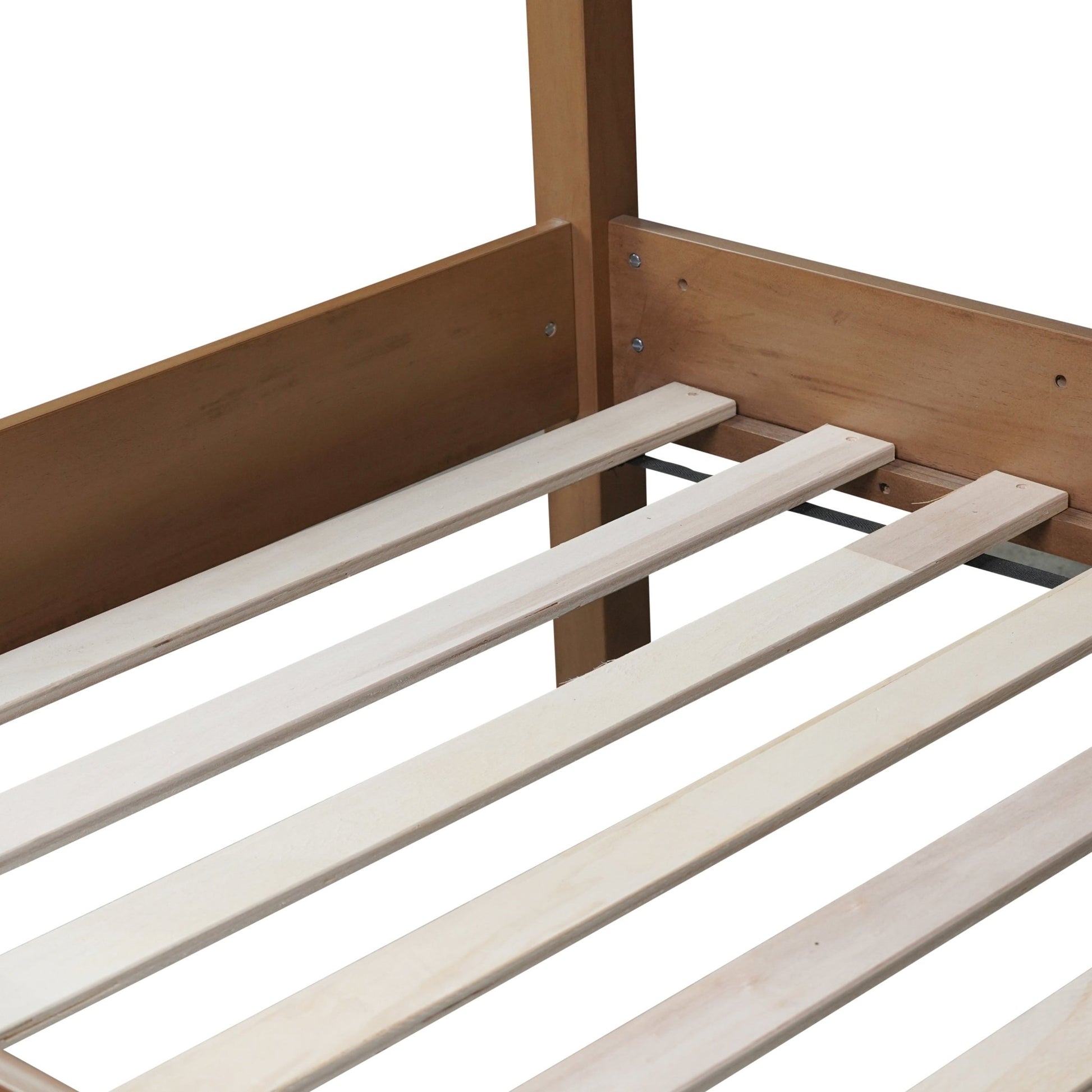 Twin Over Twin Bunk Bed with Boucle Upholstered Headboard and Footboard,Ladder, Safety Guardrails,Rubber Wooden Bunk Bed,Natural - 1st Choice Furniture Direct