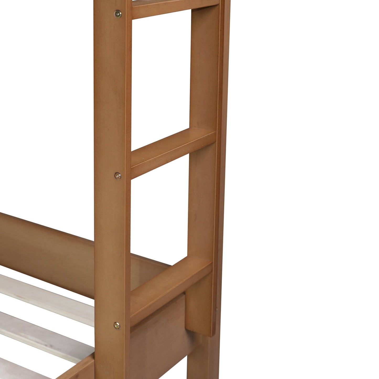 Twin Over Twin Bunk Bed with Boucle Upholstered Headboard and Footboard,Ladder, Safety Guardrails,Rubber Wooden Bunk Bed,Natural - 1st Choice Furniture Direct