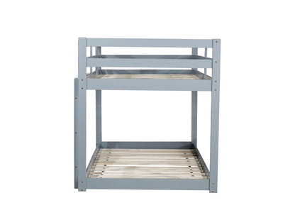 Twin Over Twin Floor Bunk Bed with Ladder | Grey Kids Bunk Bed - 1st Choice Furniture Direct