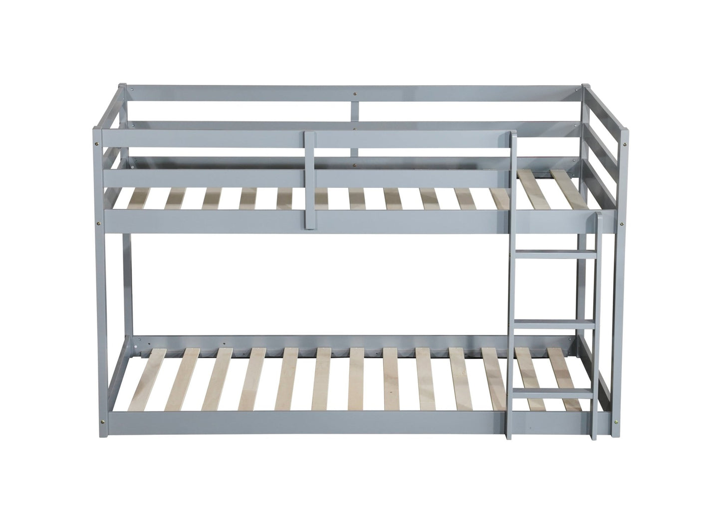 Twin Over Twin Floor Bunk Bed with Ladder | Grey Kids Bunk Bed - 1st Choice Furniture Direct
