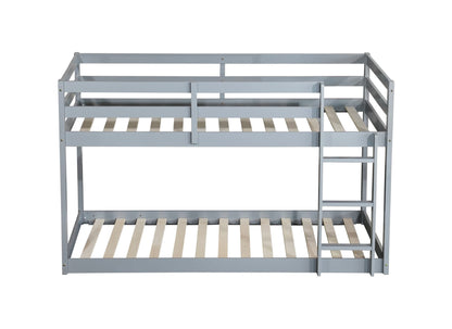 Twin Over Twin Floor Bunk Bed with Ladder | Grey Kids Bunk Bed - 1st Choice Furniture Direct