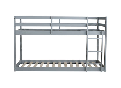 Twin Over Twin Floor Bunk Bed with Ladder | Grey Kids Bunk Bed - 1st Choice Furniture Direct
