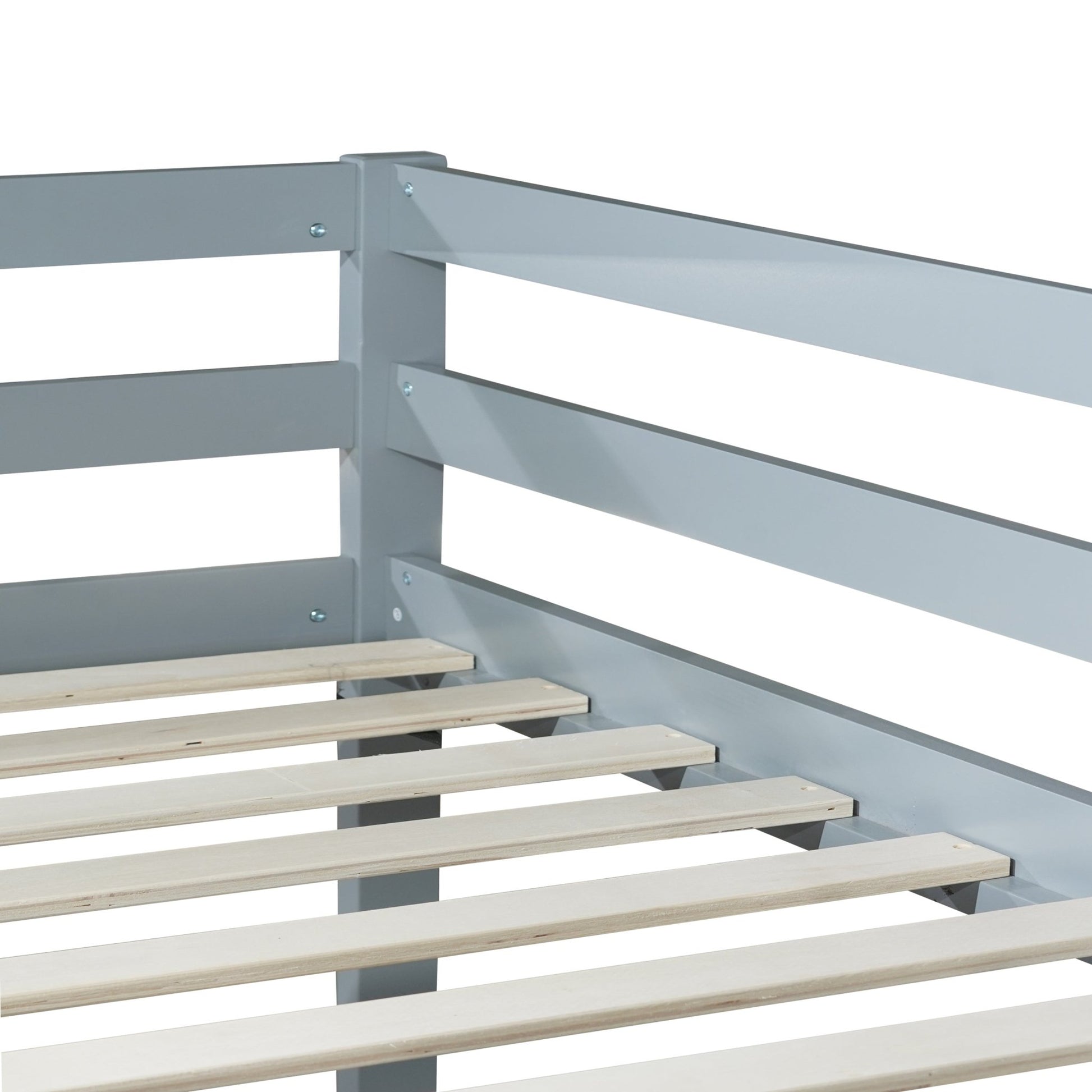 Twin Over Twin Floor Bunk Bed with Ladder | Grey Kids Bunk Bed - 1st Choice Furniture Direct
