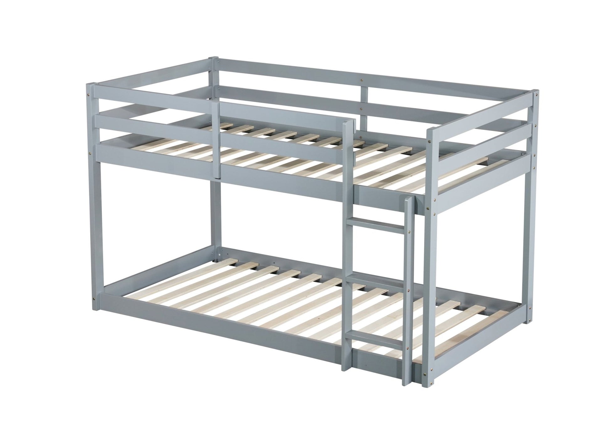 Twin Over Twin Floor Bunk Bed with Ladder | Grey Kids Bunk Bed - 1st Choice Furniture Direct