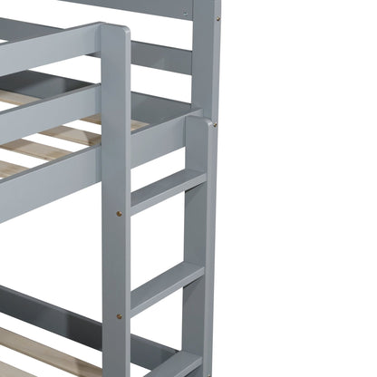 Twin Over Twin Floor Bunk Bed with Ladder | Grey Kids Bunk Bed - 1st Choice Furniture Direct