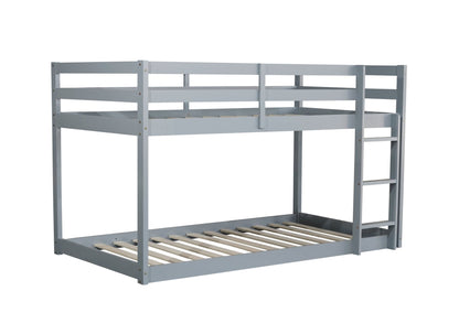 Twin Over Twin Floor Bunk Bed with Ladder | Grey Kids Bunk Bed - 1st Choice Furniture Direct