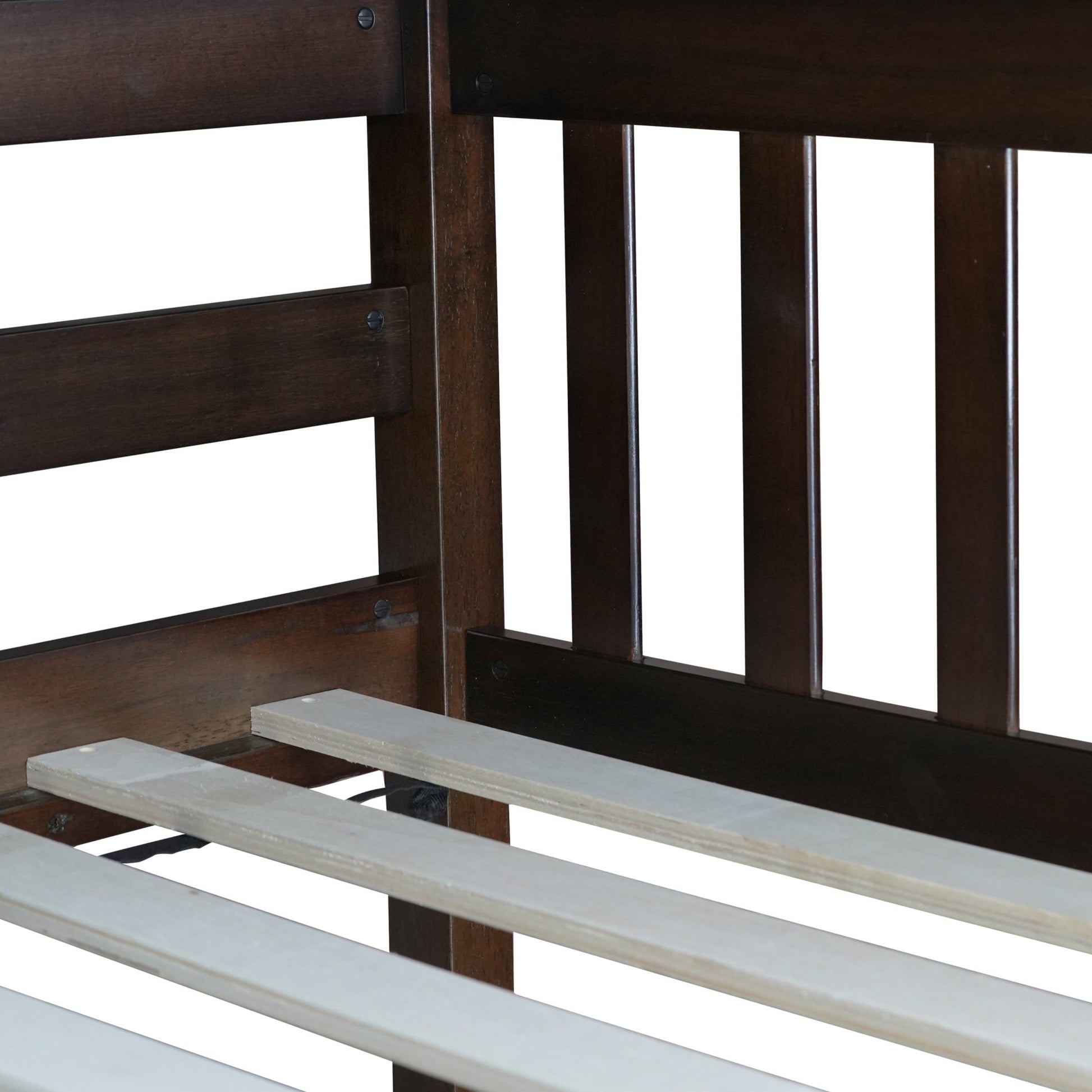 Twin Over Twin Rubber Wood Bunk Bed with 2 Drawers, Convertible into 2 Twin Beds, Twin Size Bunk Bed with Ladder and Safety Guardrails,Espresso - 1st Choice Furniture Direct