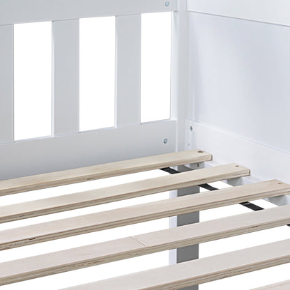 Twin Size Triple Rubber Wood Bunk Bed, with Ladders, Guardrails Detachable Bunk Bed, Twin over Twin over Twin,White - 1st Choice Furniture Direct