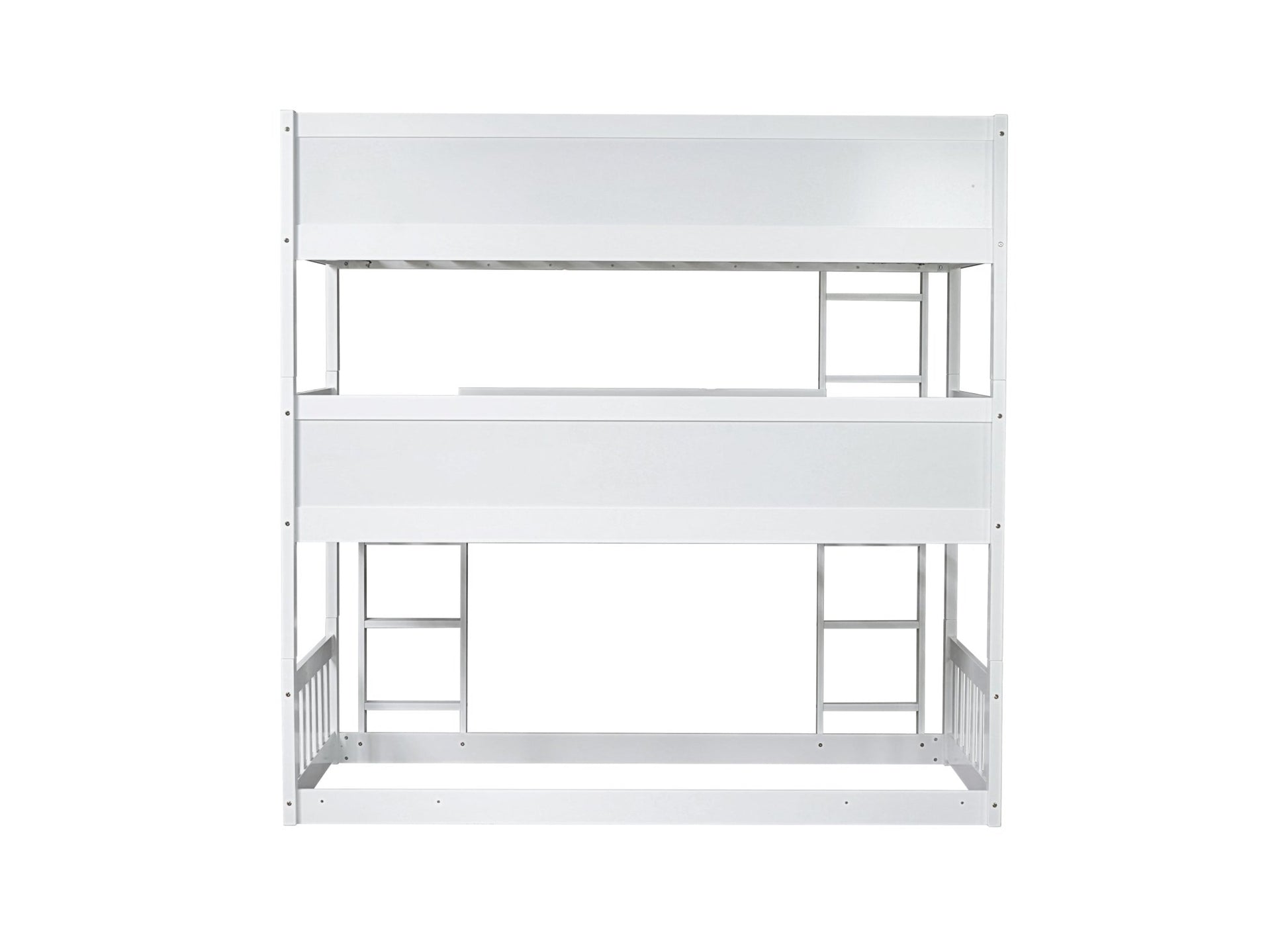 Twin Size Triple Rubber Wood Bunk Bed, with Ladders, Guardrails Detachable Bunk Bed, Twin over Twin over Twin,White - 1st Choice Furniture Direct