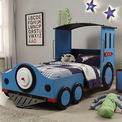 Twin Train-Themed Metal Bed with Padded Headboard - 1st Choice Furniture Direct