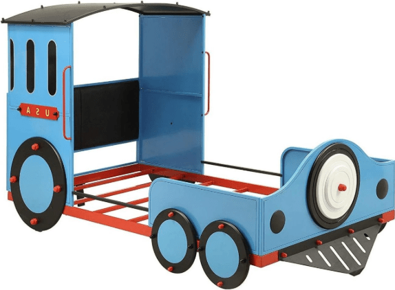 Twin Train-Themed Metal Bed with Padded Headboard - 1st Choice Furniture Direct