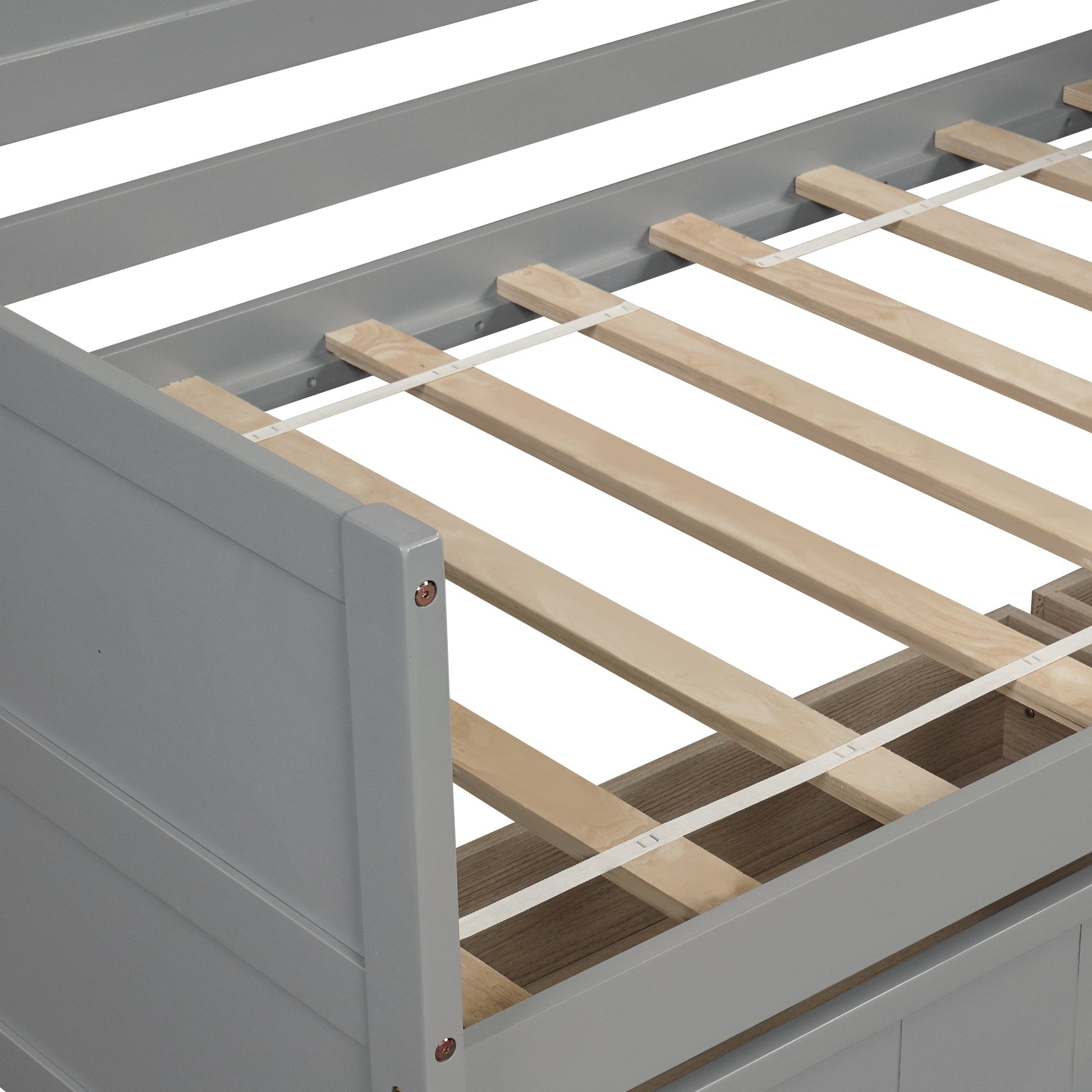 Twin Wooden Daybed with 2 drawers, Sofa Bed for Bedroom Living Room,No Box Spring Needed,Gray - 1st Choice Furniture Direct