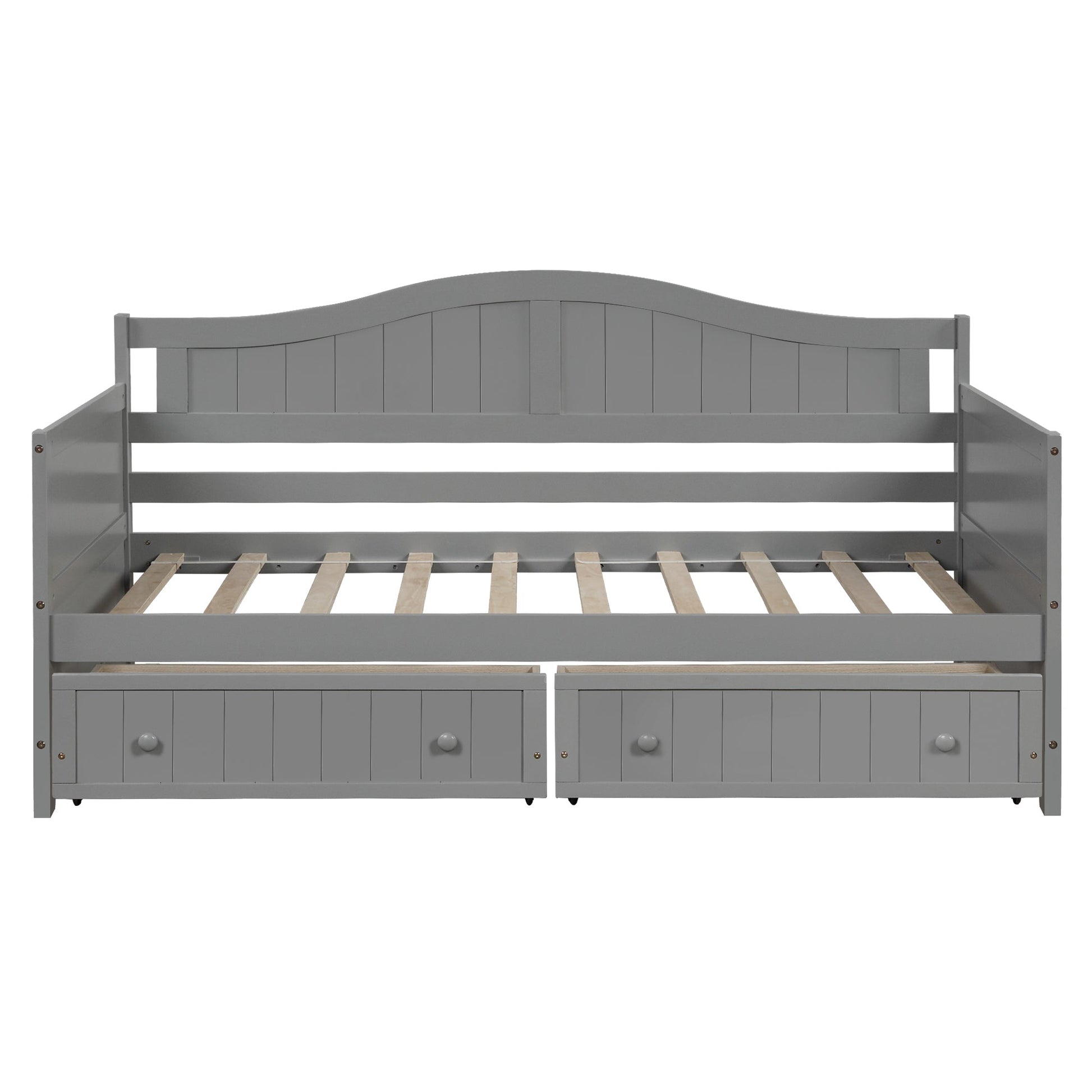 Twin Wooden Daybed with 2 drawers, Sofa Bed for Bedroom Living Room,No Box Spring Needed,Gray - 1st Choice Furniture Direct