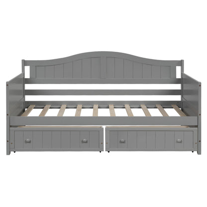 Twin Wooden Daybed with 2 drawers, Sofa Bed for Bedroom Living Room,No Box Spring Needed,Gray - 1st Choice Furniture Direct