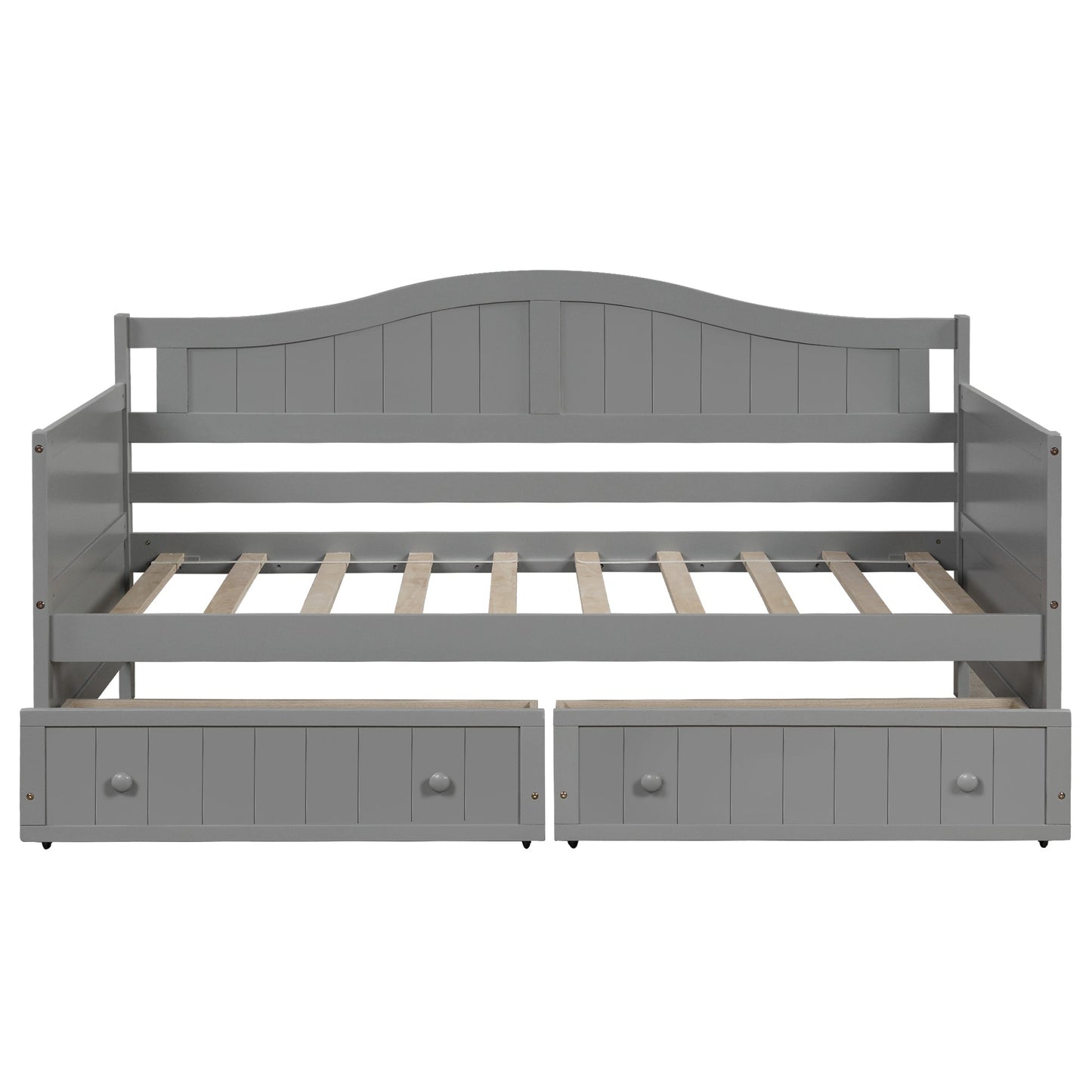 Twin Wooden Daybed with 2 drawers, Sofa Bed for Bedroom Living Room,No Box Spring Needed,Gray - 1st Choice Furniture Direct