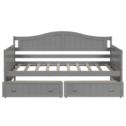 Twin Wooden Daybed with 2 drawers, Sofa Bed for Bedroom Living Room,No Box Spring Needed,Gray - 1st Choice Furniture Direct