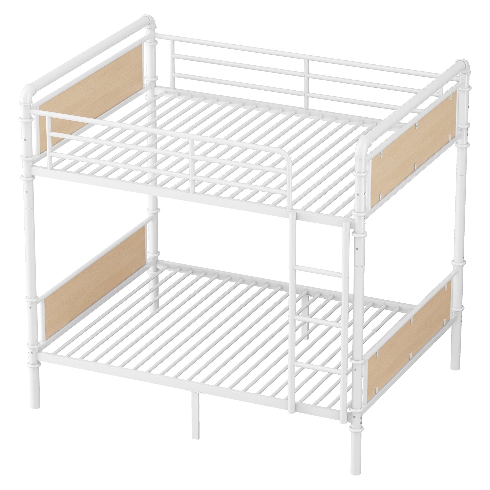Twin XL over Twin XL Metal Bunk Bed, Industrial Detachable Bunkbeds with Safety Guard Rails for Teens, White(Expect Arrival Date 2025/6/18) - 1st Choice Furniture Direct