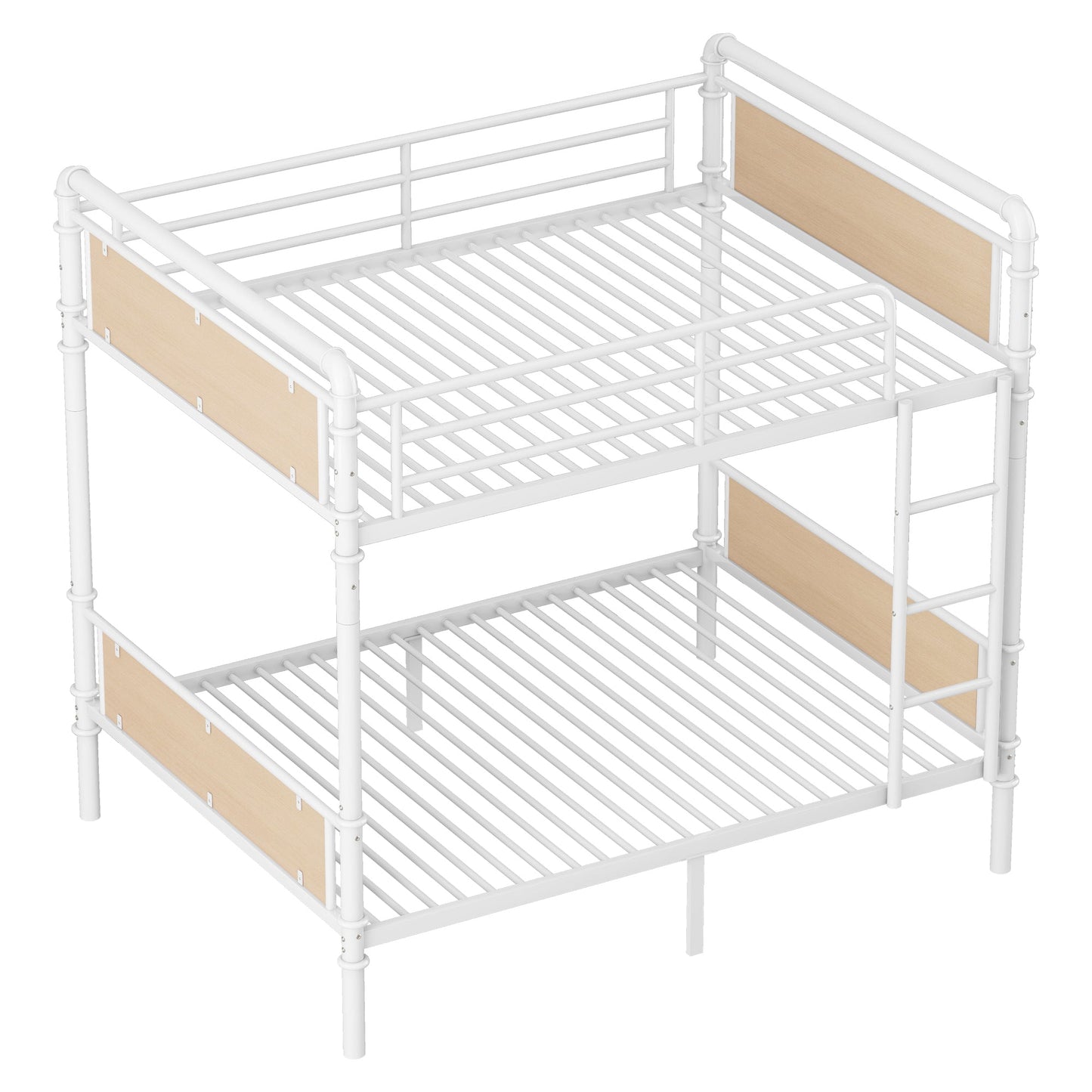 Twin XL over Twin XL Metal Bunk Bed, Industrial Detachable Bunkbeds with Safety Guard Rails for Teens, White(Expect Arrival Date 2025/6/18) - 1st Choice Furniture Direct