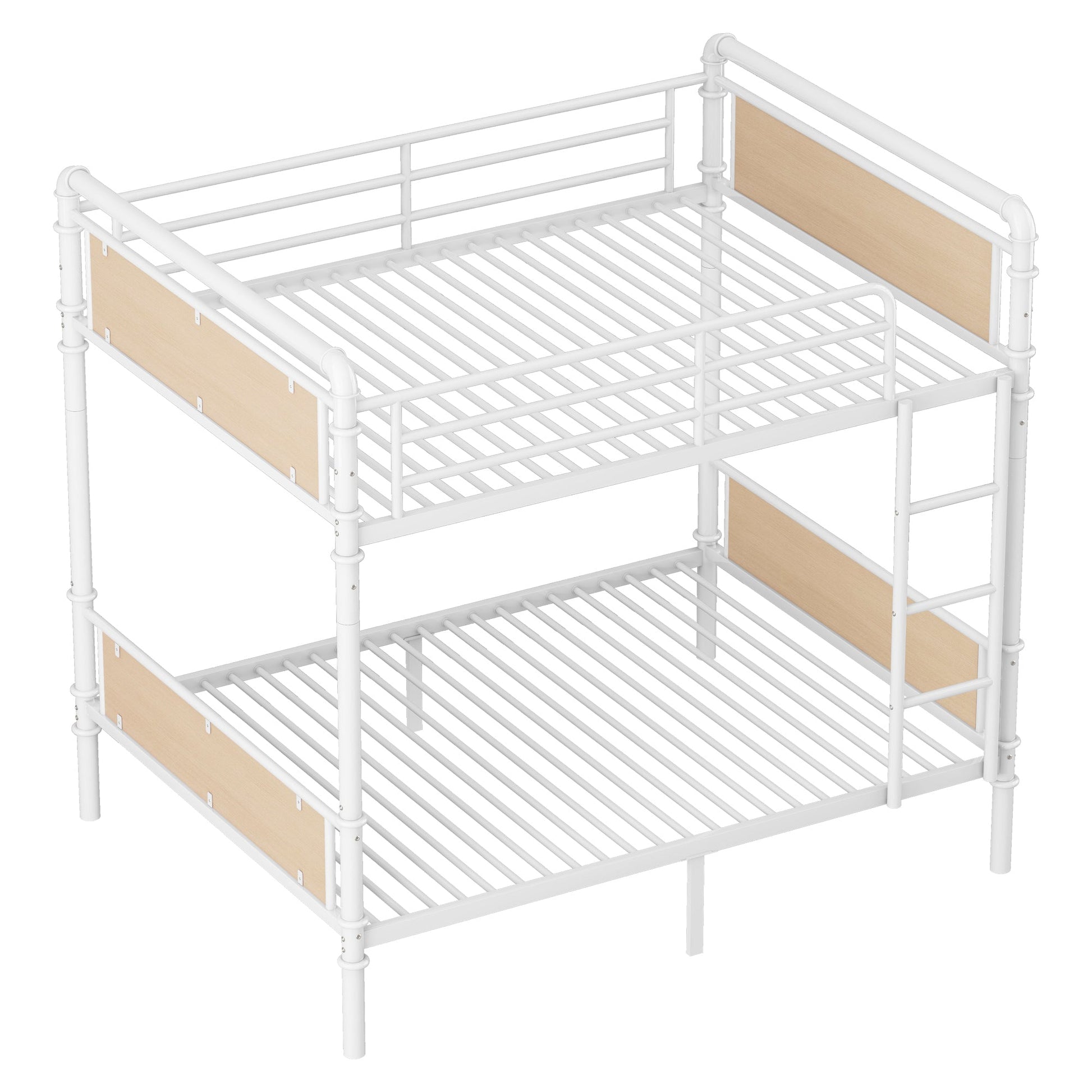 Twin XL over Twin XL Metal Bunk Bed, Industrial Detachable Bunkbeds with Safety Guard Rails for Teens, White(Expect Arrival Date 2025/6/18) - 1st Choice Furniture Direct