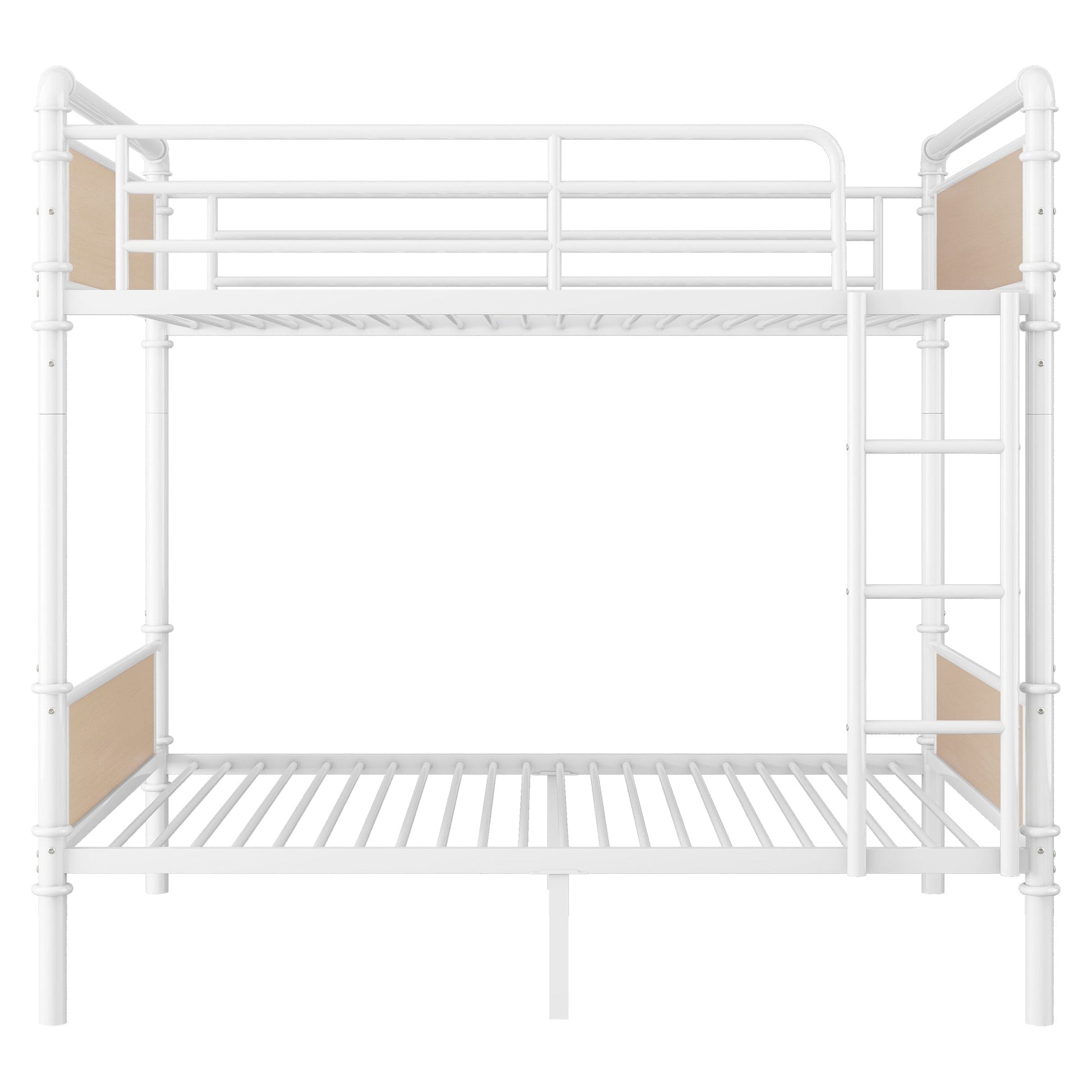 Twin XL over Twin XL Metal Bunk Bed, Industrial Detachable Bunkbeds with Safety Guard Rails for Teens, White(Expect Arrival Date 2025/6/18) - 1st Choice Furniture Direct